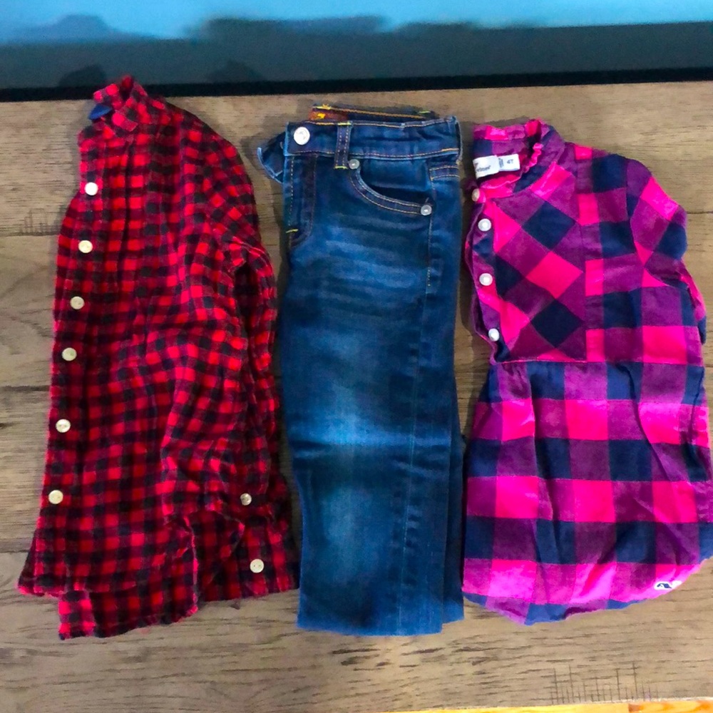 Jeans & Shirts Bundle in Size 4 (Polo, Vineyard Vine, 7 for All Mankind)